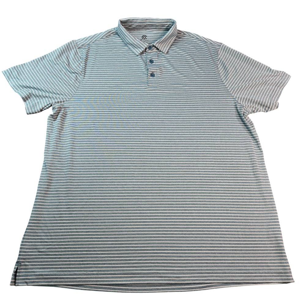 Champion C9 Men's XL Polo Shirt Blue White Striped Performance Short Sleeve Golf